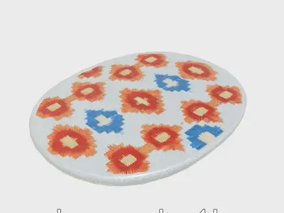 Round Multicolored Pattern Rug 3D Model Low-poly 3D model