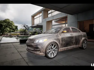 Sedan Car Driveable Animated Realistic Low-poly 3D model