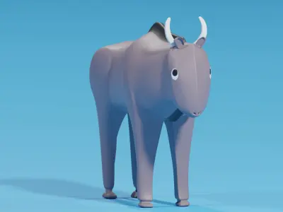 Cartoon Cute Wildebeest 3D model