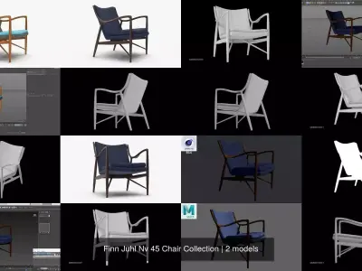 Finn Juhl Nv 45 Chair Collection 3D Model Pack
