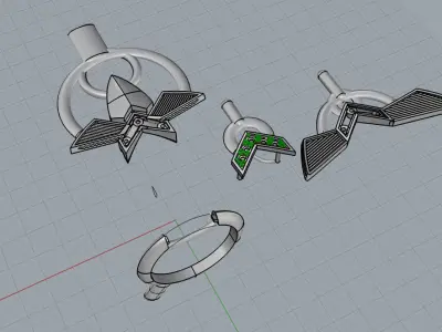 Fly ring with diamonds and  enamel 3D print model