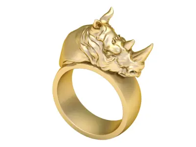 RHINO ANIMAL RING 3D PRITABLE MODLE  3D print model