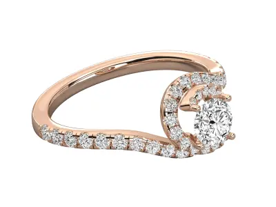 Modern Luxury bypass Swirl Halo Bridal Ring Jewelry 3D print model