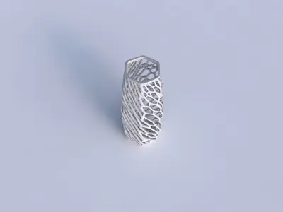 Vase hexagon with faceted and twisted organic lattice 3D print model