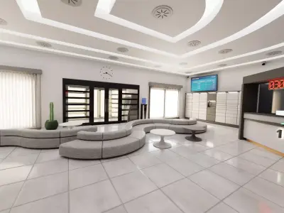 Post Office Interior V3 - Fully Equipped Commercial Environment Low-poly 3D model