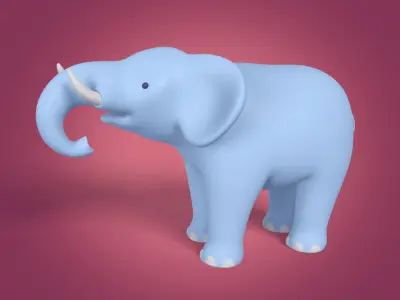 Cartoon Elephant - Rigged Low-poly 3D model