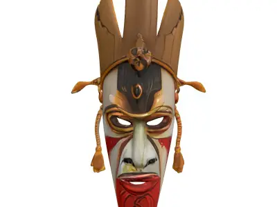 Ancient Tribal Wood Mask Low-poly 3D model