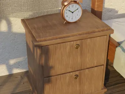 A Bedroom room with bed and table 3D model