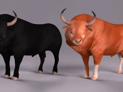 Bull Rigged Low-poly 3D model