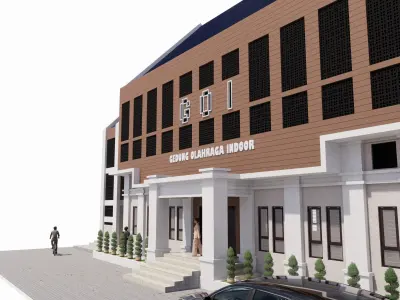 indoor badminton court Low-poly 3D model