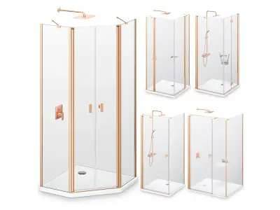 Radaway Nes Brushed Copper Shower 2 3D model