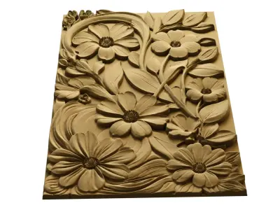 CNC STL Relief Panel Classic Floral Art Carving File 266 3D model