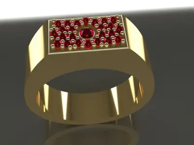 Flush Pave Diamond Ring Gold Silver Luxury Jewelry 3D print model