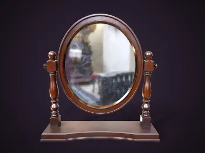 Vintage Desk Mirror Low-poly 3D model