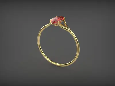 Thin ring with marquise stone size 17 3D print model