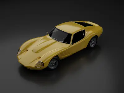 1960s GT coupe  Low-poly 3D model