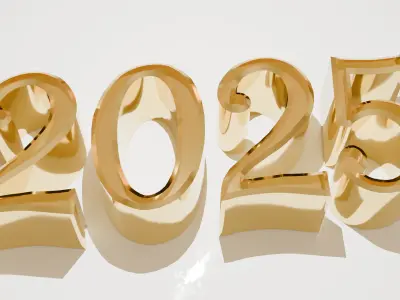 3D 2025 Year Numbers - Celebratory Design  Low-poly 3D model