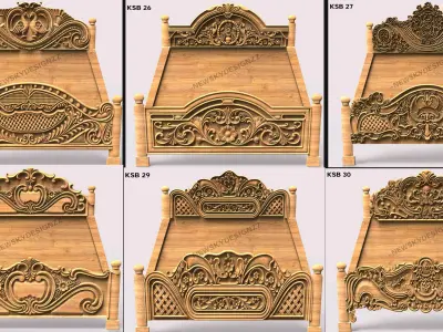 30 Luxury Bed carving Collection 3D model 3D print model