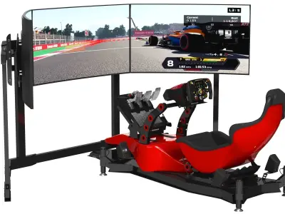Formula 1 Racing Game Simulator Seat Triple Display 3D model