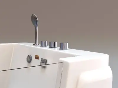 Jacuzzi bath tub with two faucets Low-poly 3D model