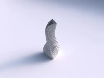 Vase twist puffy bent triangle with diagonal grid bulges 3D print model
