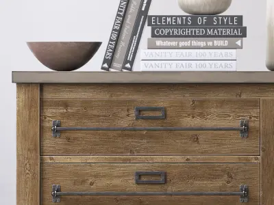 MERCANTILE 6-DRAWER LOW WIDE DRESSER 3D model