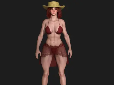 AAA 3D REALISTIC CHARACTER - MUSCULAR GIRL IN BIKINI Low-poly 3D model