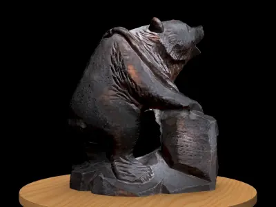 Wood carving bear figure  3D model