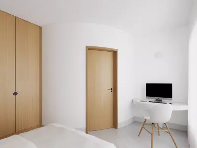 Minimalist Modern Bedroom with Workspace 012 3D model
