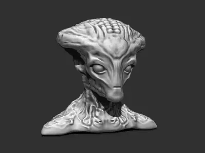 Alien Bust 12 - STL File for 3D Printing - Geeky Home Decor 3D print model