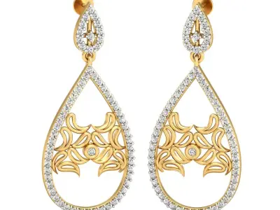 Women Earring 3DM STL OBJ FBX Render Details 3D print model 7