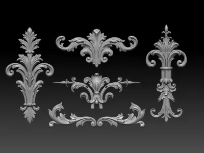Classic Baroque Ornament Set - Decorative for Interior Designs 3D model