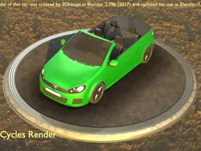 City Car 40 Compact Class Convertible Open Type-C Green Low-poly 3D model