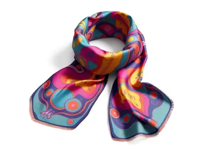 Vibrant Psychedelic Silk Scarf Low-poly 3D model