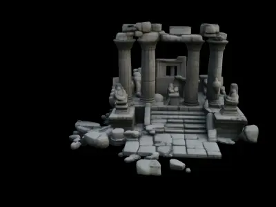 Ancient Collapsed Temple Ruins 3D model