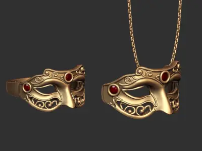 Mask Pendant and Ring M19 3D print model