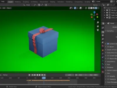 Animated Ribbon Bow 3D model