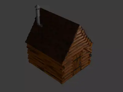 Wooden Cabin Free low-poly 3D model
