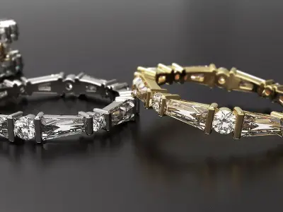 Wedding ring Baguette for 3D  print 3D print model