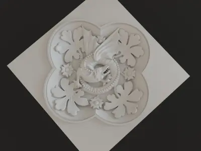 Decoration with framed dragon and leaves  3D model