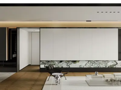 Modern living room dining room interior scenes 499 3D model