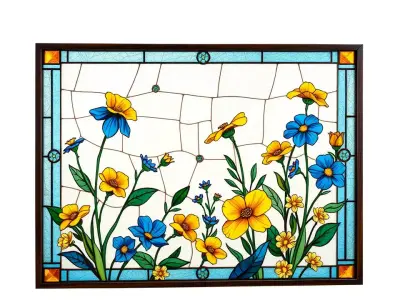 Floral Stained Glass Art model pack Low-poly 3D model