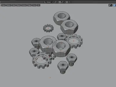 Nut-Bolt group of gears 3D model