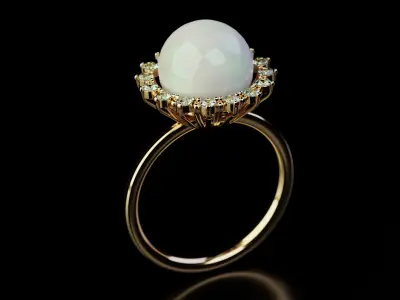 Gold Pearl Ring 3D model