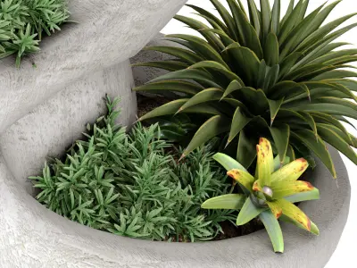 Sculptural garden planter vase urn plants flowers greening 3D model