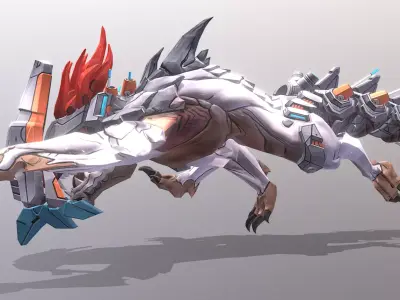 CYBORG LIZARD Reptile Scratching Attack Fbx Png 3D model