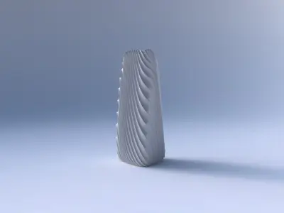 Vase curved tipping triangle with wavy extruded lines 2 3D print model