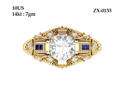 Art Deco Ring 3D print model