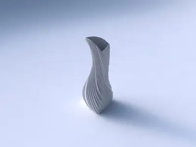Vase puffy bent triangle with twisted extruded lines 3D print model