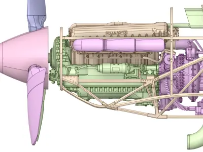 Hawker Hurricane MK 1 Engine  1 by 16 Scale 3D Model 3D print model